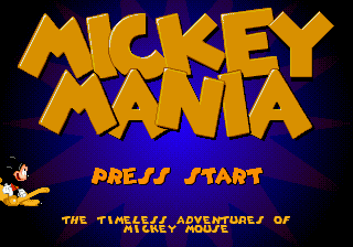 Mickey Mania title screen for Sega Mega Drive